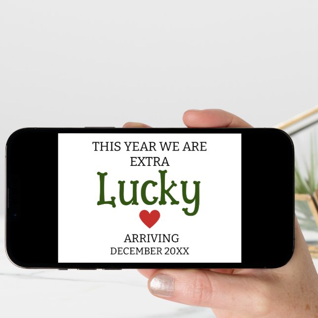 This year we are extra lucky custom pregnancy  announcement (Front Digital)