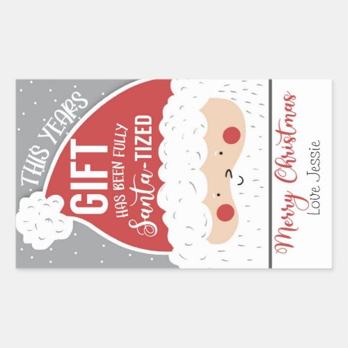 this years gift is fully santa_tized covid_19  gif rectangular sticker