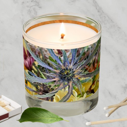 Thistle and Flowers Floral Botanical Photographic Scented Candle