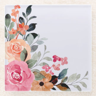 Thistle and Watercolour Floral Bouquet Coaster