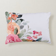 Thistle and Watercolour Floral Bouquet Pillow