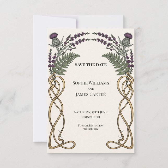Thistle Celtic Knot Wedding Save The Date (Front)