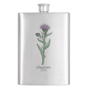 thistle / cluaran with Scottish Gaelic translation Flask