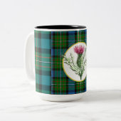 Thistle coffee cup with Ferguson Clan tartan (Front Left)
