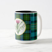 Thistle coffee cup with Ferguson Clan tartan (Front Right)