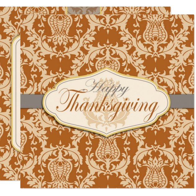 Thistle Damask Thanksgiving Card