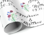 Thistle Floral Bride and Groom Names Wedding Wrapping Paper<br><div class="desc">Thistle,  purple flowers,  Scottish,  elegant,  bride and groom names and date wrapping paper. Perfect for Wedding gift.</div>