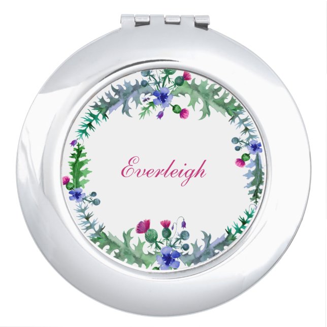 Thistle Floral Compact Mirror (Front)