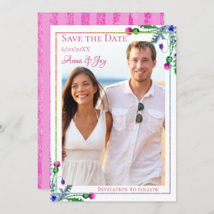 Thistle Floral Photo Save the Date Invitation
