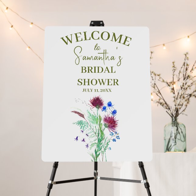 Thistle Floral Rustic Scottish Boho Bridal Shower Foam Board (In Situ (Stand))