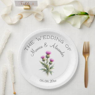 Thistle Floral Scottish Watercolor Wedding Party Paper Plates