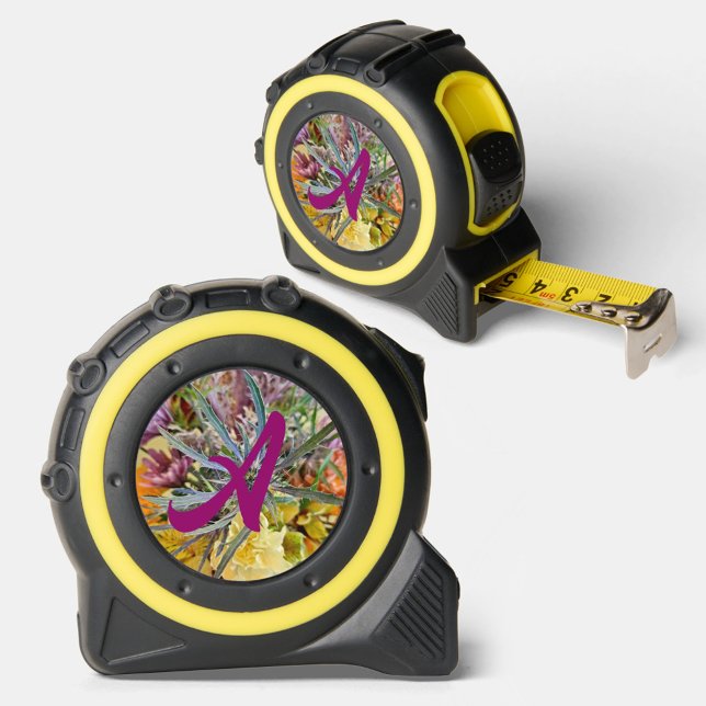 Thistle Floral with Monogram Boho Chic Tape Measure (Creator Uploaded)