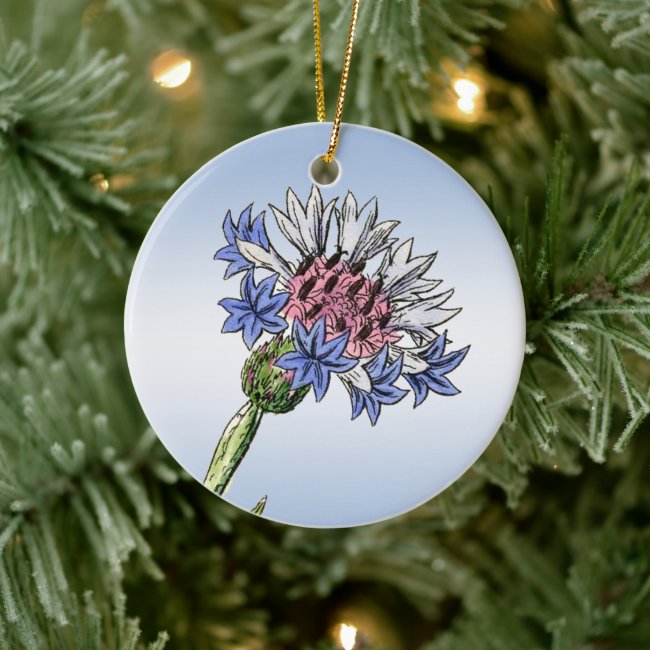 Thistle Flower Blue Ornament