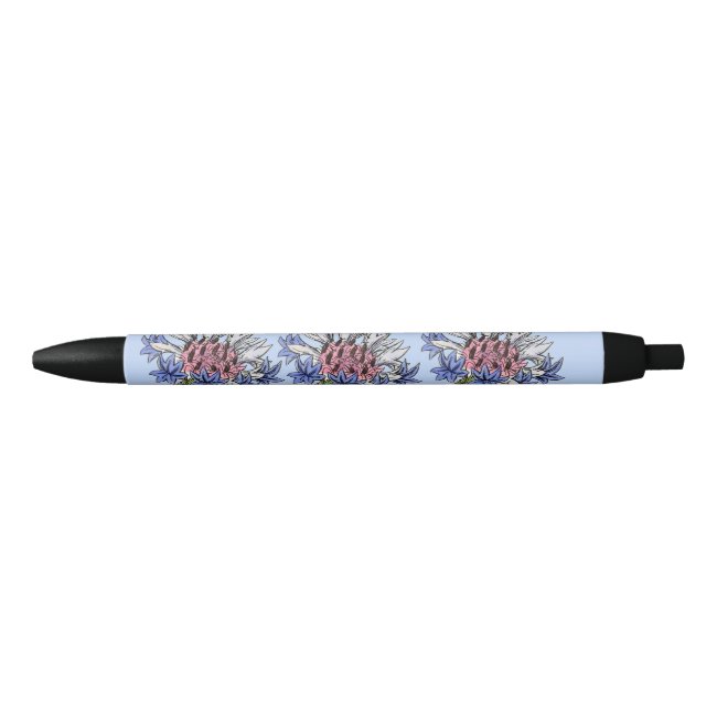 Thistle Flower Pattern Blue Pen