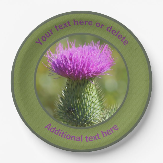 Thistle Flower Personalized Party   Paper Plates (Front)