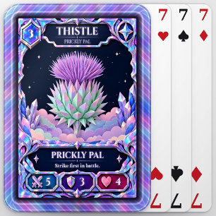 Thistle Flower, Rainbow Foil Art Poker Cards