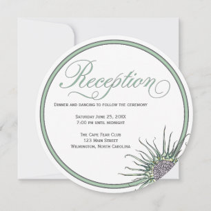 Thistle Flower Round Wedding Reception Invitation