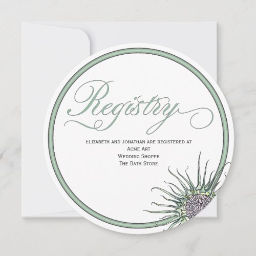 Thistle Flower Round Wedding Registry Card
