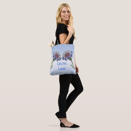 Thistle Flowers Blue Tote Bag