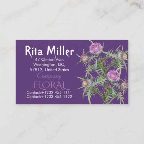Thistle flowers business card