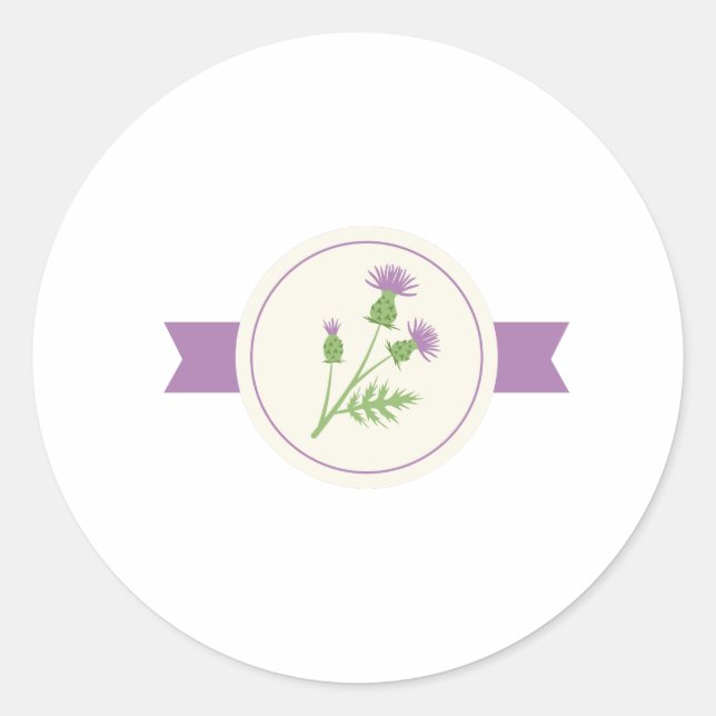 Thistle Flowers Classic Round Sticker (Front)