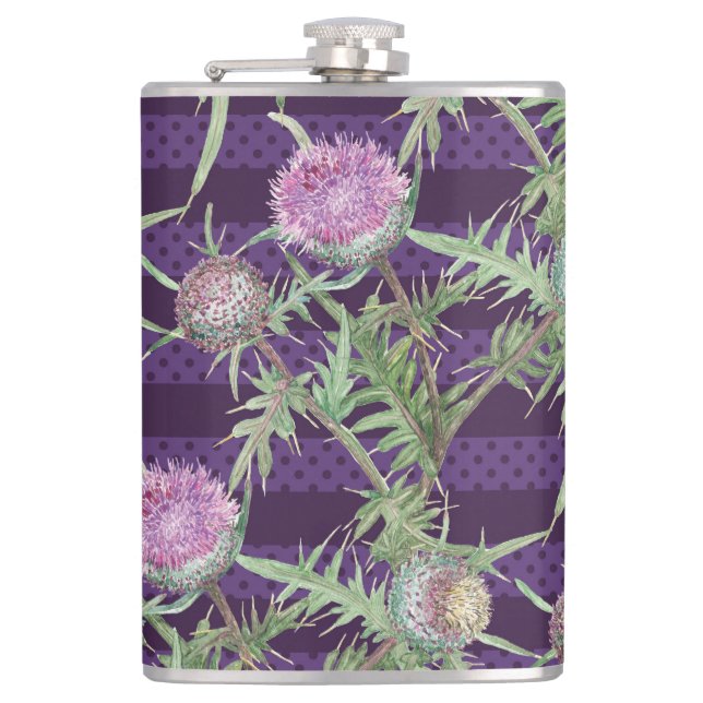 Thistle flowers flask (Front)