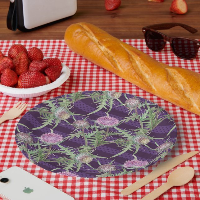 Thistle flowers paper plates (Picnic)
