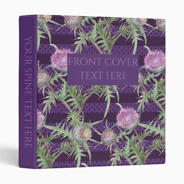 Thistle flowers violet 3 ring binder (Front/Spine)