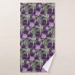 Thistle flowers violet bath towel