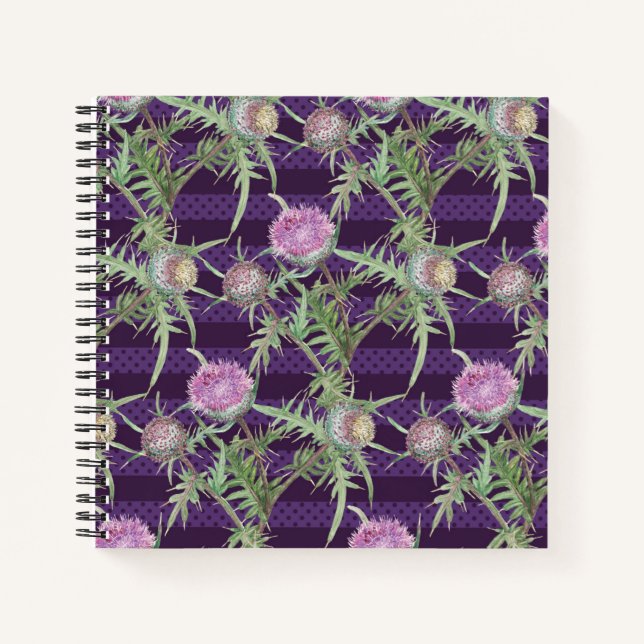 Thistle flowers violet notebook (Front)