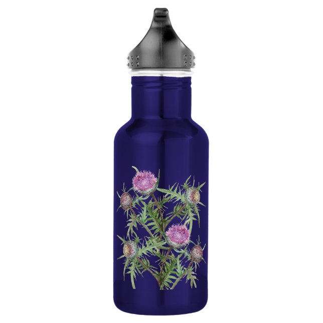 Thistle flowers violet stainless steel water bottle (Right)