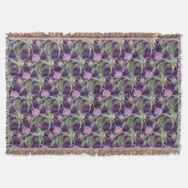 Thistle flowers violet throw blanket (Front)