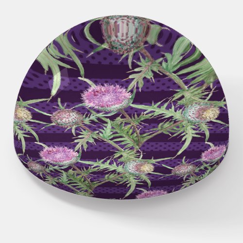 Thistle flowers watercolor pattern paperweight