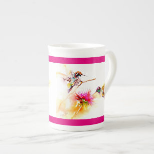 "Thistle for Two" Hummingbird Print Bone China Mug