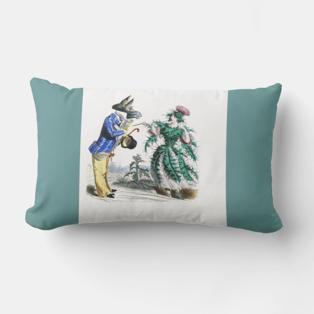 Thistle Lady Donkey Man Lumbar Pillow (Front)