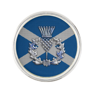 Thistle on Carbon Fiber Print on Scotland Flag Pin
