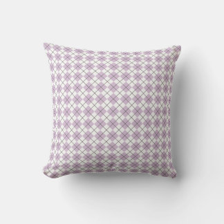 Thistle Purple and White Checkered Argyle Pattern Throw Pillow