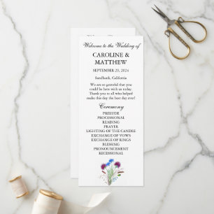 Thistle Purple Floral Elegant Modern Wedding Program