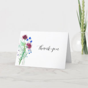 Thistle Purple Flowers Scottish Boho Bridal Shower Thank You Card