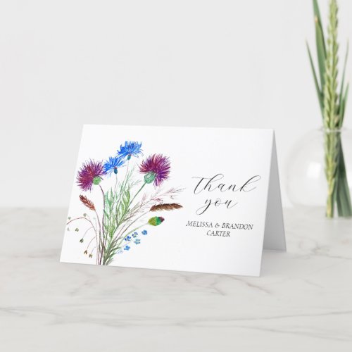 Thistle Purple Scottish Floral Wedding Thank you 