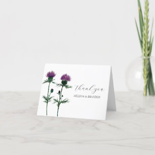 Thistle Purple Scottish Floral Wedding Thank you  Card