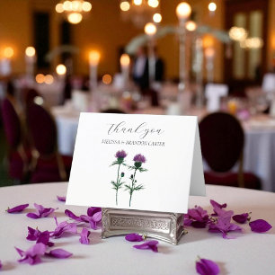 Thistle Purple Scottish Floral Wedding Thank you  Card