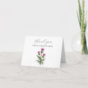 Thistle Purple Scottish Floral Wedding Thank you  Card