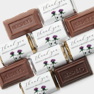 Thistle Purple Scottish Floral Wedding Thank you  Hershey's Miniatures