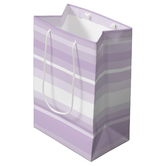 Thistle purple stripes medium gift bag (Front Angled)