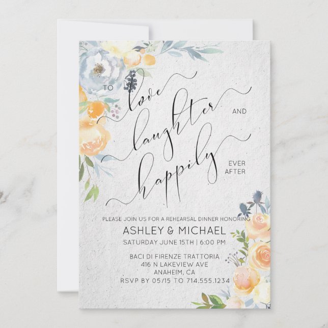 THISTLE & ROSE | Happily Ever After Rehearsal Invitation (Front)
