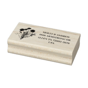 Thistle Scottish Floral Wedding Return Address Rubber Stamp