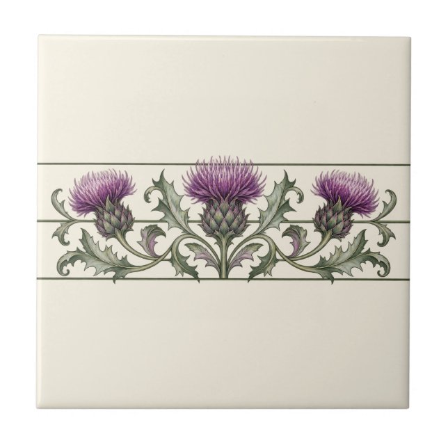 Thistle Scroll Custom Background Frieze Ceramic Tile (Original thistle scroll tile - custom background.)