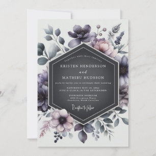 Thistle Shadowy Flora Wedding Invitation