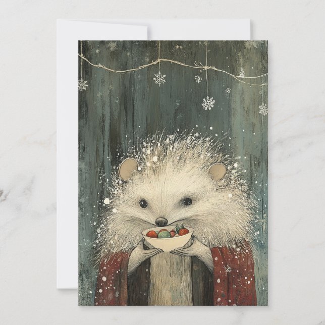 Thistle the Hedgehog | Woodland Whimsy  Holiday Card (Front)
